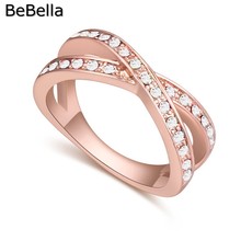 BeBella rose gold color plated cross finger ring with Czech crystals for girl women fashion jewelry birthday Christmas gift 2024 - buy cheap