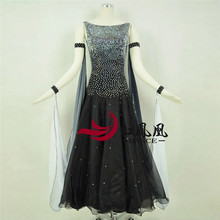 Vestido negro de competición de baile de salón de pedrería vestidos estándar traje de baile moderno baile de salón vestido de vals disfraces luminosos 2024 - compra barato