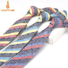 New Fashion Mens Ties 100% Cotton Necktie for Men Causal Stripe Tie For Man Bussines Corbatas Bridegroom Party Slim Neckties 2024 - buy cheap