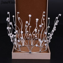JaneVini Fashion Silver Wedding Crowns Beaded Princess Pageant Tiaras European Bridal Crowns Wedding Jewelry Hair Accessories 2024 - buy cheap