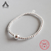 Authentic 925 Sterling Silver Jewelry 3mm and 8mm Round Beads Bracelets for Women Elastic Bracelet 2024 - buy cheap