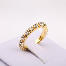 Mangopie coreano brilhante 18kgp elástico imitação anéis de diamante. Brilhante cristal cheio strass dedo anéis para mulher 3mm 2024 - compre barato
