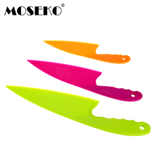 MOSEKO-cuchillo de cocina de plástico, utensilio de cocina de 3 Cuchillo de seguridad, con lechuga, ensalada, dentado, Mousse, cortador de pan, herramienta para hornear 2024 - compra barato