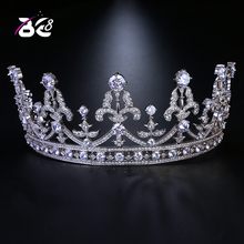 Be 8 joias vintage de luxo para casamento acessórios de cabelo grande coroa de noiva e tiara rainha coroa king cor branca para mulheres h140 2024 - compre barato