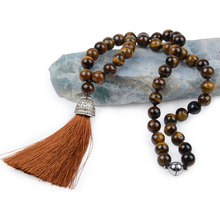 LFPU Handmade Natural Stone Necklace Bohemian Beads knotted Charm Pendant Long Tassel Necklace Jewelry For Women Men Buddhist 2024 - buy cheap