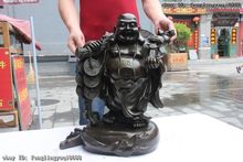 Estatua de moneda de 19 cobre de China de bronce puro Happy laugh Maitreya Buda bolsa de dinero 55% de descuento 2024 - compra barato