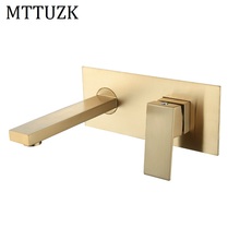 MTTUZK-grifo de Oro pulido para baño, grifo de lavabo con Panel y caja integrada, grifo de lavabo sólido, grifo de latón bronce, grifo mezclador de lavabo 2024 - compra barato