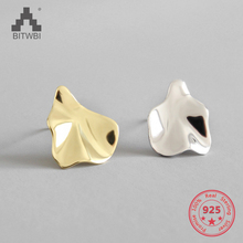 Gold Irregular Uneven Stud Earrings For Women 2019 New Trend 100 % 925 Sterling Silver Lady Fashion Jewelry 2024 - buy cheap