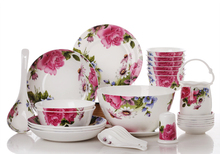 Juego de vajilla china de hueso floral, juego de Bol de cerámica de belleza para cena, plato de cena, contenedor de comida, contenedor de almacenamiento de alimentos, 30 Uds. 2024 - compra barato