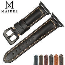 MAIKES Watch Accessories Genuine Leather Watch Strap For Apple Watch Band 44mm 40mm 42mm 38mm Series 4 3 2 Watchband iwatch 2024 - buy cheap