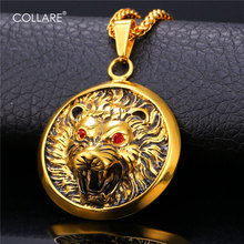 Collare Retro Lion Head Pendant Stainless Steel Gold Color Punk Rock Animal Big Necklace Hippie Men Anime Jewelry P151 2024 - buy cheap