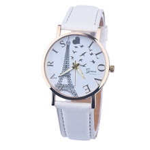 Dropshipping relógios torre eiffel carta dial relógios redondos relógio de pulso de quartzo feminino relógio de couro banda horloges b40 2024 - compre barato