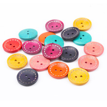 Round Multicolor Vintage Buttons Wooden Sewing Handmade DIY Scrapbooking Craft Accessories 20pcs 25mm  MT0579 2024 - buy cheap