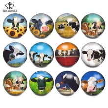 Royalbeier 12pcs/lot New Glass Snap Jewelry Mixed Animal Cow Patterns 18mm Snap Button Bracelet Replaceable Snaps Jewelry kg0051 2024 - buy cheap