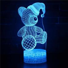 Cross Border Supply 3d Small Night Light Creative Bear Bear Bedside 3d Lamp Energy Saving Led Small Table Light Fixtures 2024 - buy cheap