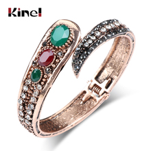 Kinel Unique Black Enamel Bracelet For Women Antique Gold Crystal Vintage Jewelry Drop Shipping 2024 - buy cheap