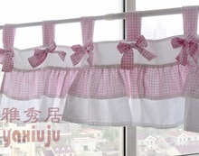 Free shipping Plaid bow pastoral beautiful curtains for living room bedroom coffee short  kitchen curtains 40*150cm customized 2024 - buy cheap