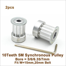 POWGE 10 Teeth 5M Synchronous Pulley Bore 5/6/6.35/7/8mm Fit Width 15/20mm 5M Synchronous Belt 10T 10Teeth HTD 5M Timing Pulley 2024 - buy cheap