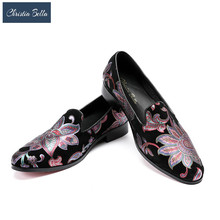 Christia Bella Men's Fashion Italian Luxury Floral Men Loafers Casual Genuine Leather Men Flats Designer Shoes Plus Size 38-47 2024 - buy cheap