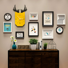 New Modern Clock Living Room Fashion Time Painting Photo Frame Set Solid Wood Home Decor Wall Decoration Antlers DIY HF9393 2024 - buy cheap
