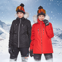 Зимний лыжный костюм для женщин, уличные спортивные костюмы для сноуборда, лыжный костюм, куртка, зимние штаны, ветрозащитный меховой воротник, теплый и ветрозащитный, 2019 2024 - купить недорого