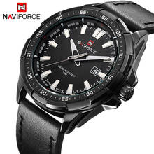 Часы NAVIFORCE мужские, спортивные, повседневные, кварцевые, с кожаным ремешком, в стиле милитари, с датой 2024 - купить недорого