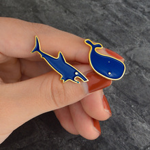 Baleia Animal & Shark Broches Emblemas Pins de Lapela Esmalte Pino Azul Mochila Chapéus Acessórios de Jóias Broche de Presente para As Crianças 2024 - compre barato