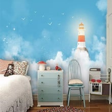 3dWallpaper mural living room TV home decoration painting art design blue sky lighthouse children's room background wall 2024 - buy cheap