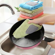 1pc Microfiber Cloth Fiber Cloth Dish Towel Kitchen Thickening Absorbent Wipes Cleaning Cloth Brush Pot 2024 - buy cheap