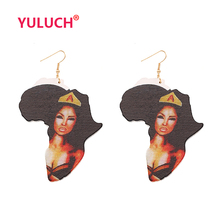 YULUCH Irregular Wooden Africa Map Painted Print Fashion Woman Pendant Earrings for Personality Girls Party Earrings Gifts 2024 - buy cheap