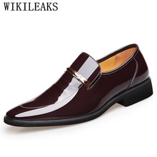 Men Formal Wedding Shoes Luxury Brand Metal Decoration Slip On Oxford Shoes For Men Italian Patent Leather Classic Dress Shoes 2024 - buy cheap