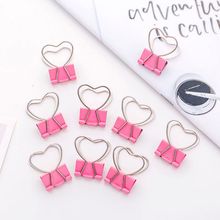 3 pcs/lot Pink Clip Heart Hollow Out Metal Binder Clips Notes Letter Paper Clip Office Supplies 2024 - buy cheap