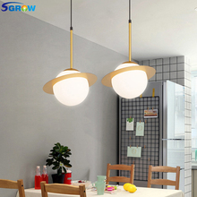 SGROW Glass Ball Pendant Lamp Light Fixture Space Planet Hanging Lamp With E27 Bulb Light for Bedroom Suspension Kitchen Lampara 2024 - buy cheap