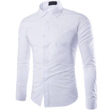 Fashion Men's Autumn Casual Shirts 2019 Long Sleeve Turn Down Collar Formal Solid Slim Fit Long Sleeve Dress Shirt Top Blouse 2024 - buy cheap