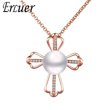 ERLUER Fashion popular cross womens for necklace oversized imitation pearl  gold rose gold pendant necklaces jewelry gifts 2024 - buy cheap
