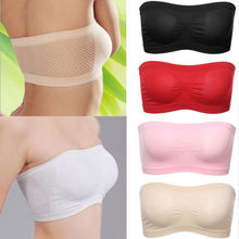 Fashion 2019 Solid Womens Seamless Strapless Non-Padded Plain Top Tube Bandeau Bra Breathable 2024 - buy cheap