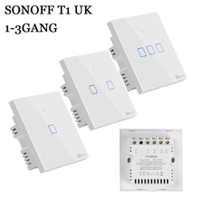 Sonoff-Interruptor de pared tipo T1 UK 1, 2, 3 Gang TX, WiFi inteligente/433/RF 86, módulo de luz táctil, módulo de seguridad domótica, Control remoto a través de aplicación 2024 - compra barato