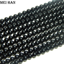 Meihan wholesale  (2 strands/set) natural 4mm  black spinel smooth round  stone loose beads for jewelry making design 2024 - buy cheap