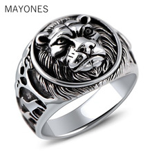 Punk Rock Jewelry Domineering Lion Head Ring Solid 925 Sterling Silver Rings for Men Vintage Thai Silver Jewelry 2024 - buy cheap