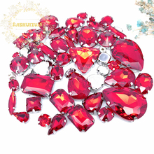58pcs 10shapes 25sizes Mix Red shape and sizes Glass Crystal rhinestones silvery bottom DIY Clothing accessories 2024 - buy cheap