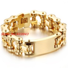 8.66" Classic Gold  color Heavy 20MM Wide 316L Stainless Steel Bracelet Biker Bicycle Motorcycle Chain Bangle For Fashion Men 2024 - buy cheap