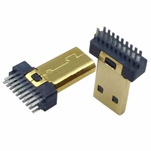 10pcs/lot Gold Plated  Micro HDMI Male Plug D Type Splint Weld Wire without PCB board 2024 - buy cheap