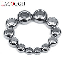 New Fashion 20pcs/lot 4.5*8mm Stainless Steel Big 5mm Hole Spacer Beads Silver Color Round Beads For Bracelets Jewelry Making 2024 - buy cheap