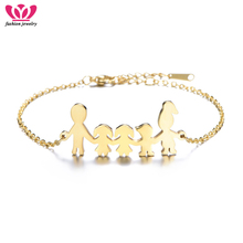 Stainless Steel Gold Charm Bracelet Mom Dad With Kids Family Pendants Link Chain Bracelet For Women Gifts Mujer Pulseras 2019 2024 - buy cheap