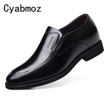 Zapatos de cuero genuino para hombre, zapatos informales de negocios con tacón oculto, zapatos de fiesta de boda para hombre, zapatos con altura creciente de 7 CM, calzado para hombre 2024 - compra barato