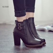 SLYXSH 2018 New Women Boot Autumn Winter Short Boots Women High Heel Shoes  Boots Women Ankle Boots Black Women Shoes 2024 - buy cheap