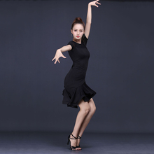 Black Latin Dance Dress Ladies Tango ChaCha Ballroom Rumba Dance Costume Female Latin Dance Asymmetrical Dress Fashion Women 2024 - buy cheap