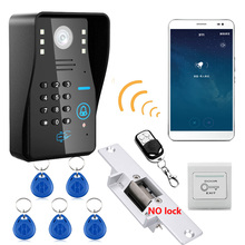 Беспроводной Wi-Fi ip RFID-видеодомофон с паролем, Система домофона, дверной звонок + система контроля доступа + без электрического затвора, дверной замок 2024 - купить недорого