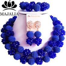 Fashio Nigeria Wedding african beads jewelry set Royal Blue Crystal necklace Bridal Jewelry Sets Free shipping MO-2117 2024 - buy cheap