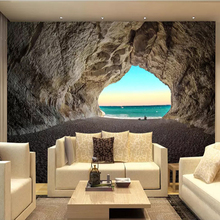 Papel tapiz con foto personalizada 3D, estéreo, cueva, paisaje costero, murales, sala De estar, restaurante, pintura De pared De fondo 2024 - compra barato
